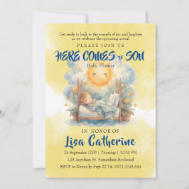 Invitación Aquí viene el Baby Shower del hijo