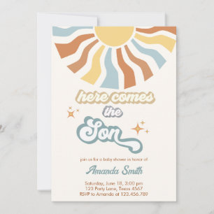 Invitación Aquí viene el Baby Shower del hijo