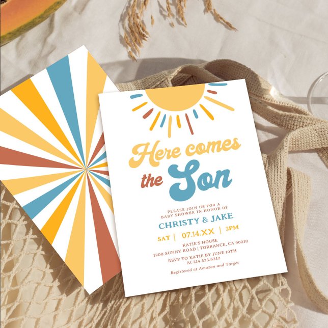 Invitación Aquí Viene El Baby Shower Del Hijo Boy Sunshine (Subido por el creador)