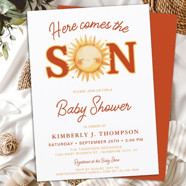 Invitación Aquí Viene El Baby Shower Del Hijo Sunshine Boho B (Subido por el creador)