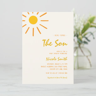 Invitación Aquí viene el Baby Shower del niño que escribe a m