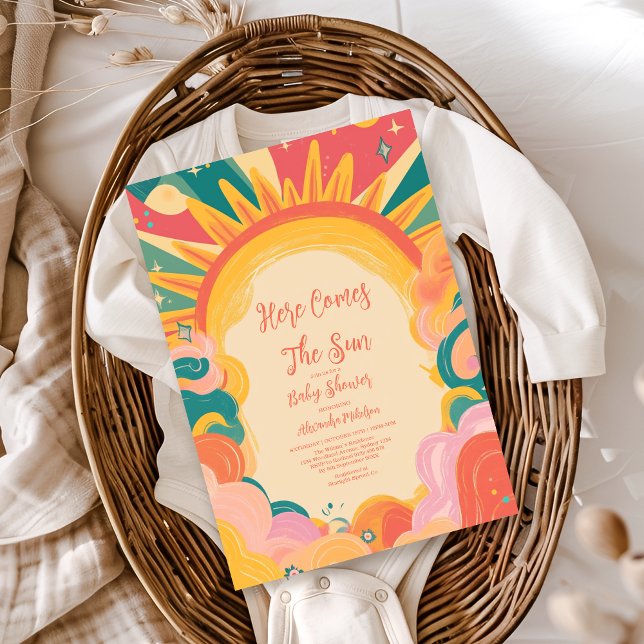 Invitación Aquí viene el Baby Shower del sol amarillo del hij (Subido por el creador)
