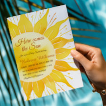 Aquí viene el Baby Shower del sol amarillo del hij