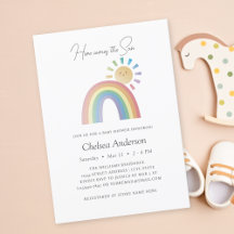 Aquí viene el Baby Shower del sol arcoiris de Son