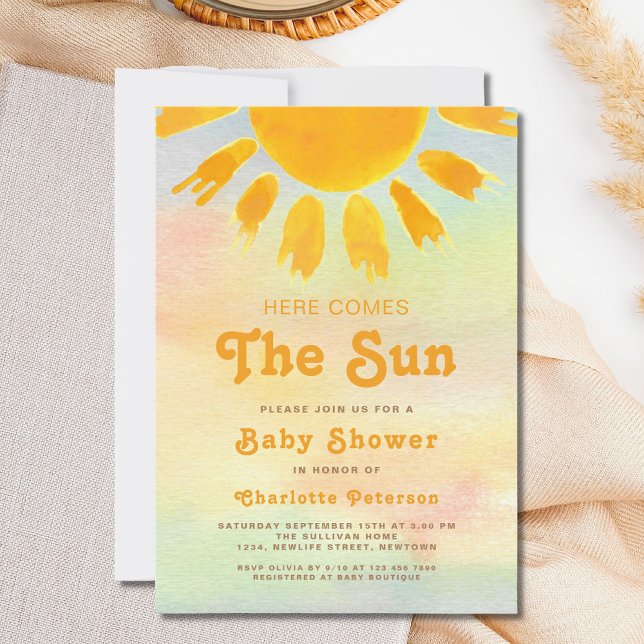 Invitación Aquí Viene El Baby Shower Neutral De Género De Sun (Subido por el creador)