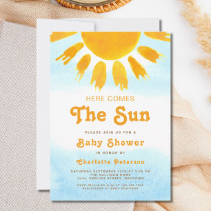 Invitación Aquí Viene El Baby Shower Neutral De Género De Sun