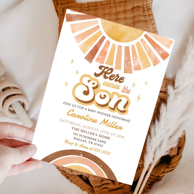 Invitación Aquí viene el Baby Shower Son Boho Sunshine (Subido por el creador)