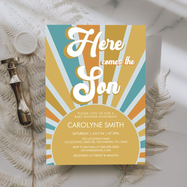 Invitación Aquí viene el Baby Shower Son Boho Sunshine (Subido por el creador)