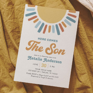 Invitación Aquí viene el Baby Shower Son Retro Sunshine