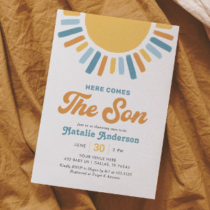 Invitación Aquí viene el Baby Shower Son Retro Sunshine