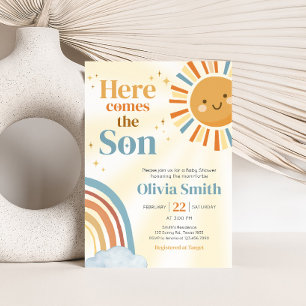 Invitación Aquí viene el Baby Shower Son Retro Sunshine