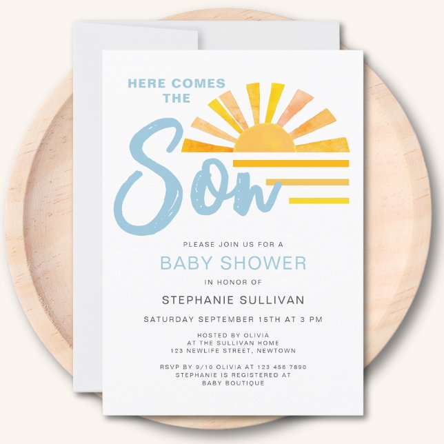 Invitación Aquí viene el Baby Shower Son Sunshine (Subido por el creador)