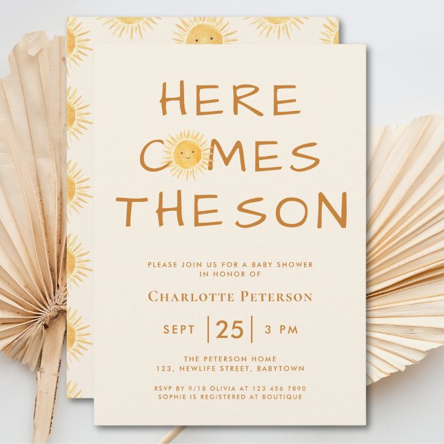 Invitación Aquí viene el Baby Shower Son Sunshine (Subido por el creador)