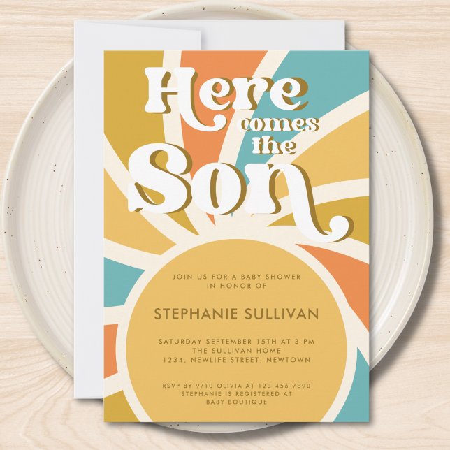 Invitación Aquí viene el Baby Shower Son Sunshine (Subido por el creador)