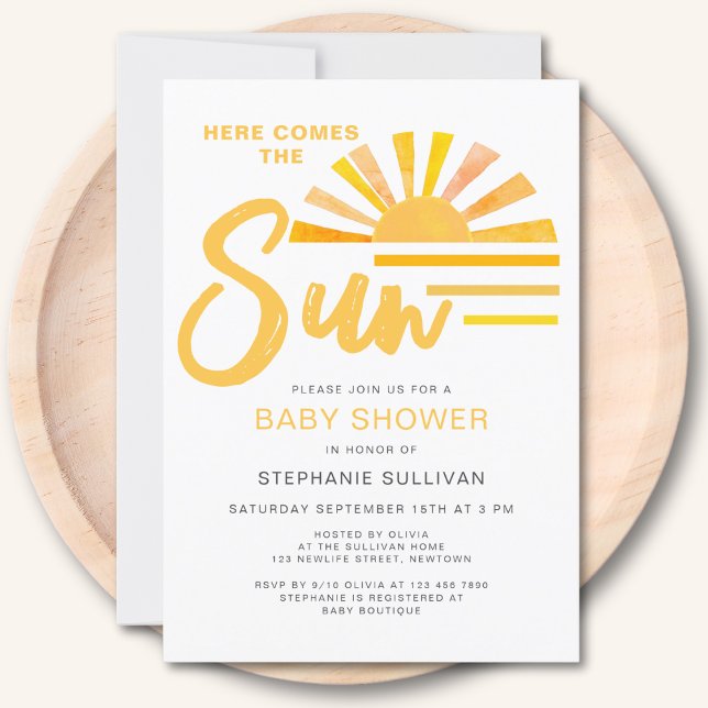 Invitación Aquí Viene El Baby Shower Sunshine De Sun (Subido por el creador)