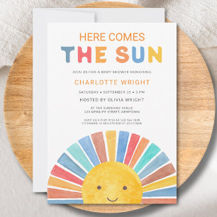 Invitación Aquí viene el Baby Shower Sunshine de Sun
