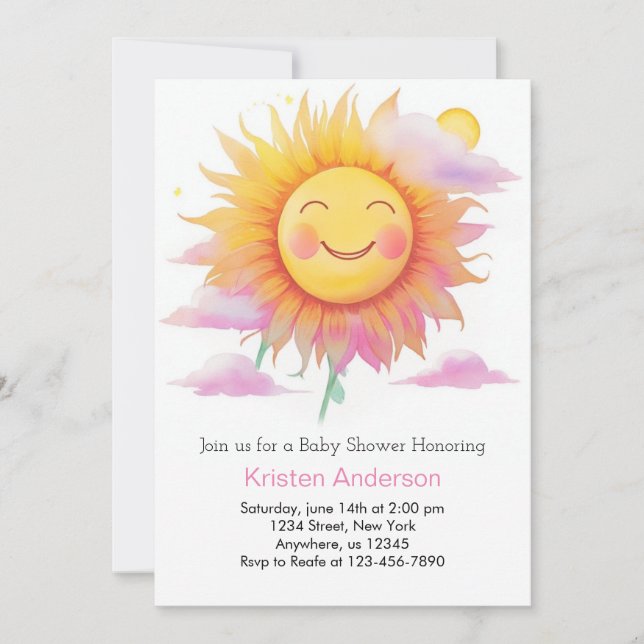 Invitación Aquí viene el Chica de Sun Boho Baby Shower (Anverso)