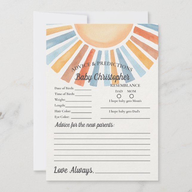 Invitación Aquí viene el consejo del sol del hijo para la tar (Anverso)