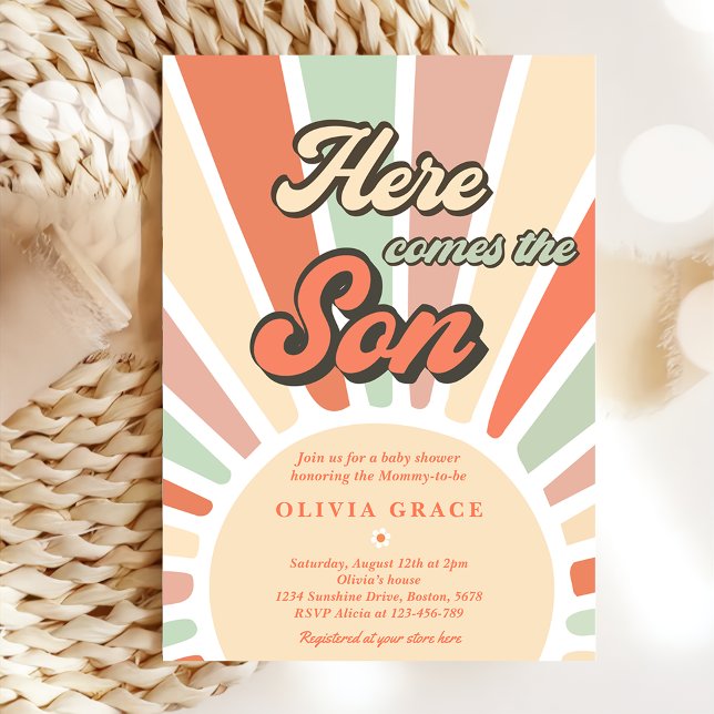 Invitación Aquí Viene El Fiesta De Baby Shower Son Sunshine (Subido por el creador)