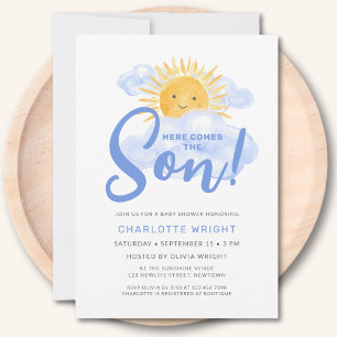 Invitación Aquí viene el hijo: Baby Shower de Niño