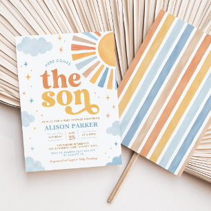Invitación Aquí viene el hijo: Baby Shower del chico del sol