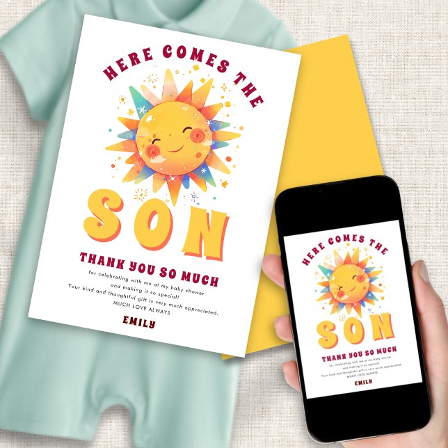 Invitación Aquí Viene El Hijo Baby Shower Gracias (Subido por el creador)