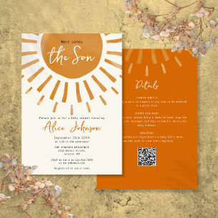 Invitación Aquí viene el hijo Boho Boy Todo en uno Baby Showe