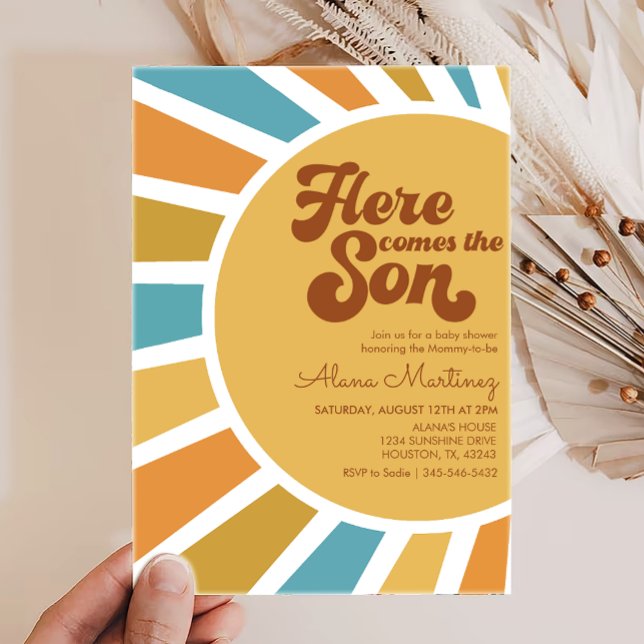 Invitación Aquí Viene El Hijo | Boho Sunshine Baby Shower (Subido por el creador)