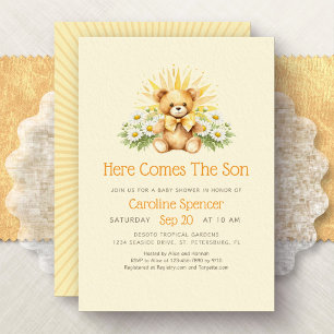 Invitación Aquí viene el hijo Cumpleaños de bebé Sunshine Bab