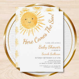 Invitación Aquí viene el hijo Cumpleaños de sol Baby Shower