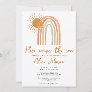 Invitación Aquí viene el hijo del niño del Boho arcoiris Baby