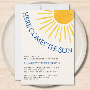 Invitación Aquí viene el hijo Ducha de bebé