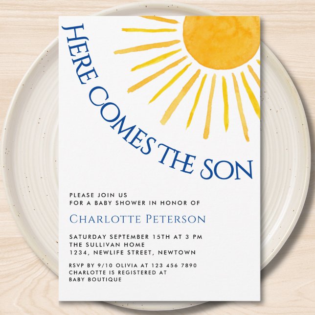 Invitación Aquí viene el hijo Ducha de bebé (Subido por el creador)