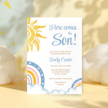 Aquí viene el hijo Ducha de bebé arcoíris boho