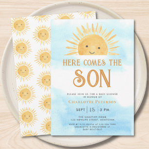 Invitación Aquí viene el hijo Ducha de bebé cielo soleado 