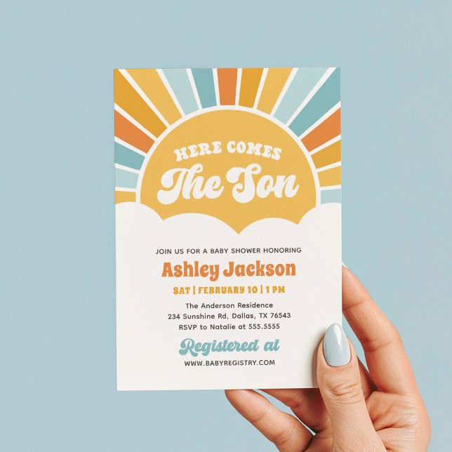 Invitación Aquí viene el hijo Ducha de bebé con sol (Subido por el creador)