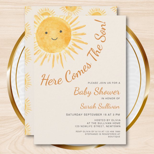 Invitación Aquí viene el hijo ducha de bebé Sunshine (Subido por el creador)