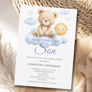 Invitación Aquí viene el hijo Fiesta de Bebé