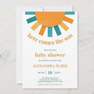 Invitación Aquí viene el hijo Fiesta de bebé de verano modern