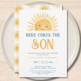 Invitación Aquí viene el hijo Fiesta de bebé Sunshine Yellow