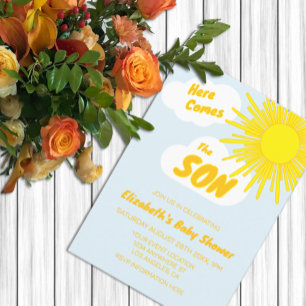 Invitación Aquí viene el hijo Niño Baby Shower