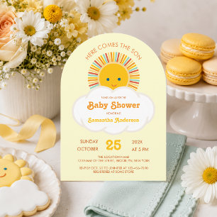 Invitación Aquí viene el hijo Niño Shower de niño Fuentes ret