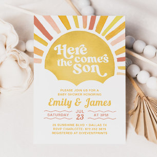 Invitación Aquí Viene El Hijo Que Eres Mi Baby Shower Sunshin