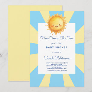 Invitación Aquí viene el hijo Retro Baby Shower