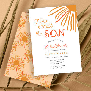 Invitación Aquí viene el hijo retro boho niño bebé ducha