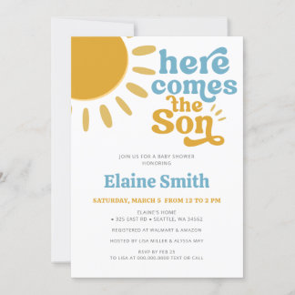 Invitación Aquí viene el hijo retro niño bebé ducha