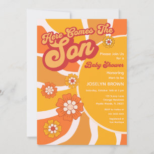 Invitación Aquí Viene El Hijo Retro Sunshine Baby Shower