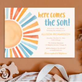 Invitación Aquí viene el hijo soleado niño ducha bebé