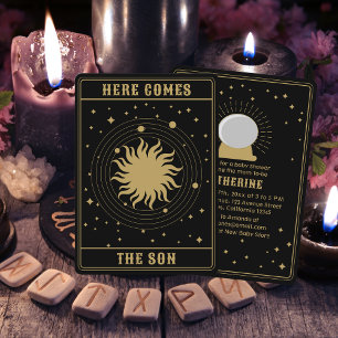 Invitación Aquí Viene El Hijo Sun Tarot Baby Shower