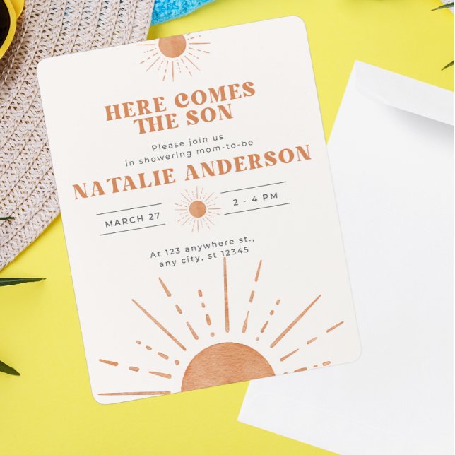 Invitación Aquí viene el Naranja Son Sunshine Baby Shower (Subido por el creador)